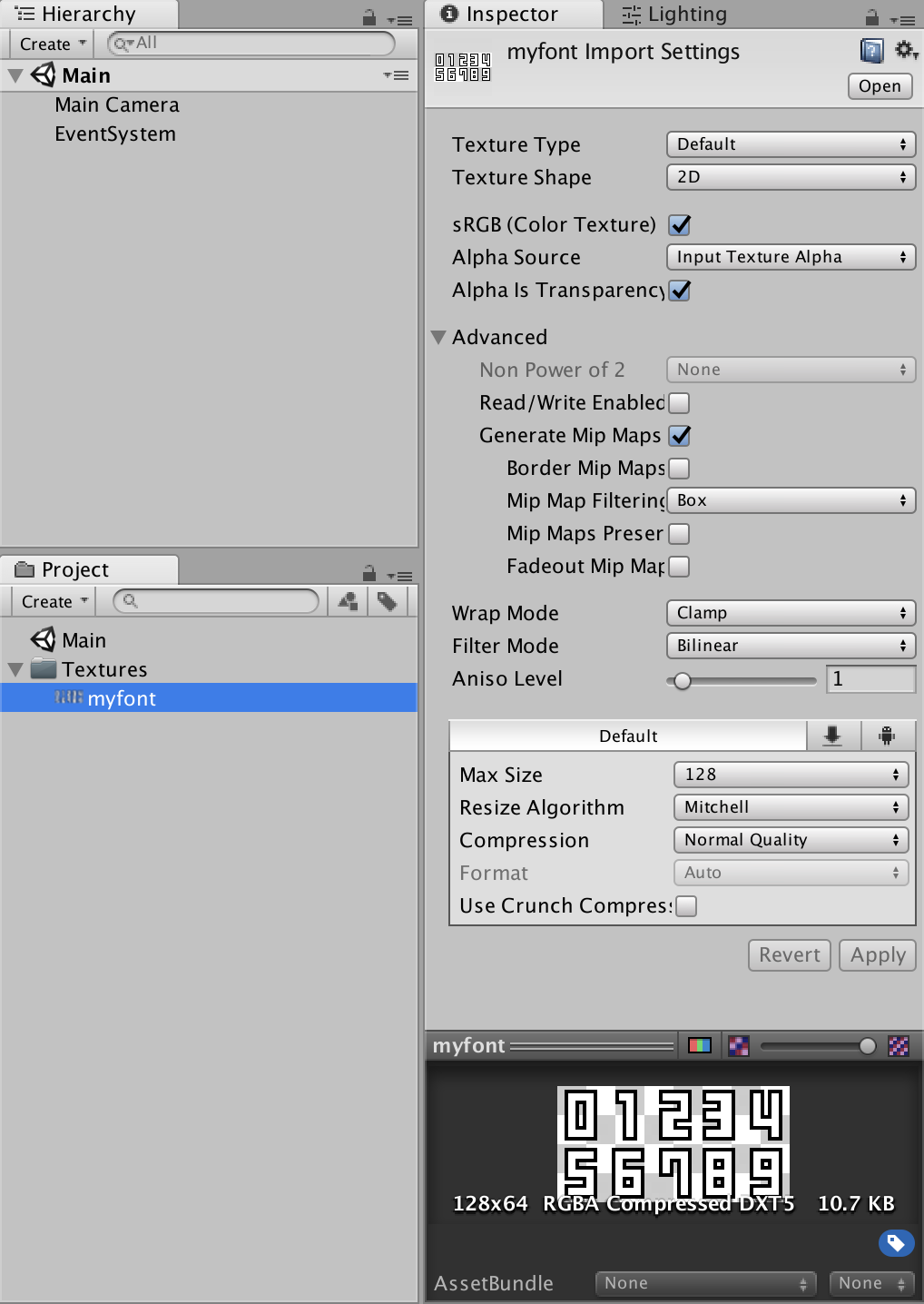 Unity のカスタムフォントで数字を表示する